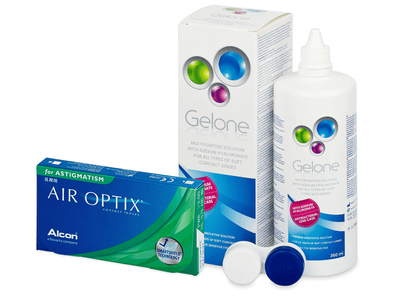 Air Optix for Astigmatism (6 Lentillas) + Líquido Gelone 360 ml - Pack ahorro