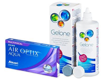 Air Optix Aqua Multifocal (6 Lentillas) + Líquido Gelone 360 ml - Diseño antiguo