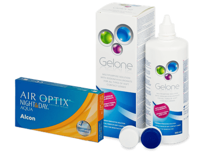 Air Optix Night and Day Aqua (6 lentillas) + Líquido Gelone 360 ml - Pack ahorro