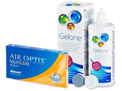 Air Optix Night and Day Aqua (6 lentillas) + Líquido Gelone 360 ml - Pack ahorro