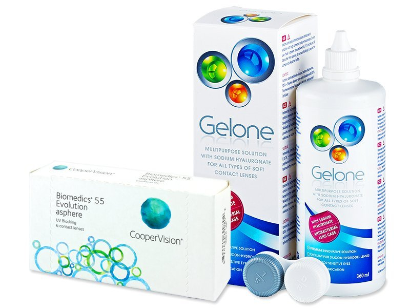 Biomedics 55 Evolution (6 Lentillas) + Líquido Gelone 360 ml - Pack ahorro