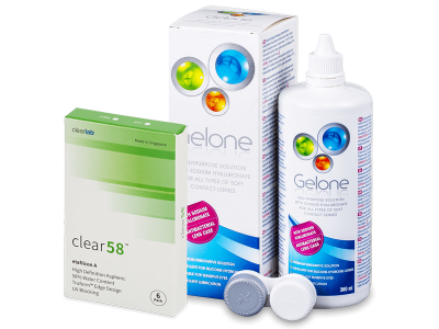 Clear 58 (6 lentillas) + Líquido Gelone 360 ml