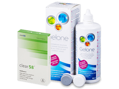 Clear 58 (6 lentillas) + Líquido Gelone 360 ml