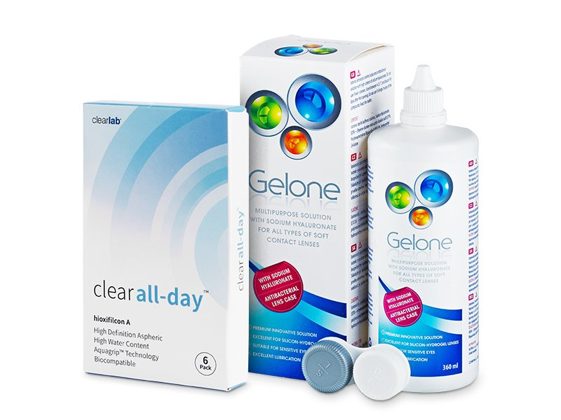 Clear All-Day (6 Lentillas) + Líquido Gelone 360 ml - Pack ahorro