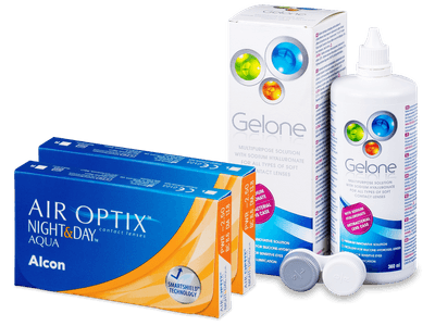 Air Optix Night and Day Aqua (2x3 lentillas) + Líquido Gelone 360 ml - Pack ahorro