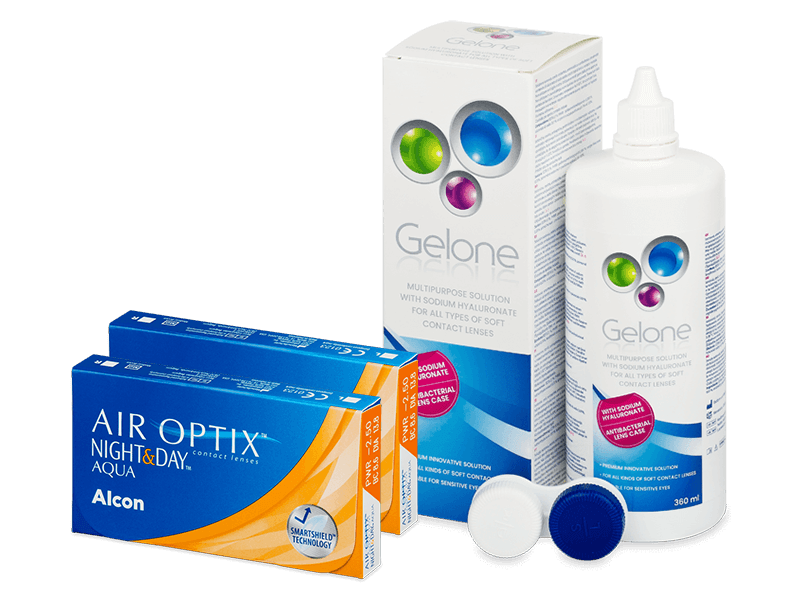 Air Optix Night and Day Aqua (2x3 lentillas) + Líquido Gelone 360 ml - Pack ahorro