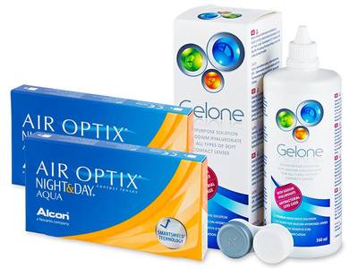 Air Optix Night and Day Aqua (2x3 lentillas) + Líquido Gelone 360 ml - Diseño antiguo