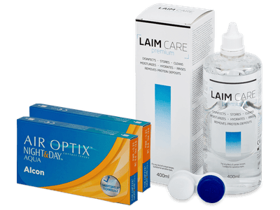 Air Optix Night and Day Aqua (2x3 lentillas) + Líquido Laim Care 400 ml - Pack ahorro
