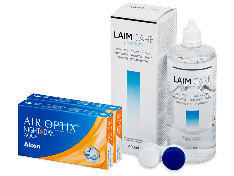 Air Optix Night and Day Aqua (2x3 lentillas) + Líquido Laim-Care 400 ml - Pack ahorro