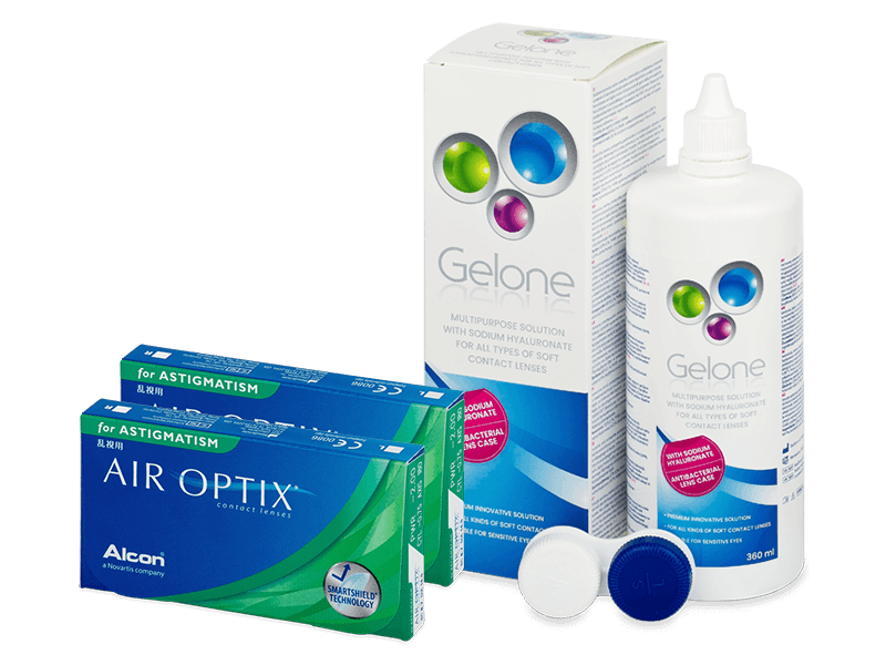 Air Optix for Astigmatism (2x3 Lentillas) + Líquido Gelone 360 ml - Pack ahorro