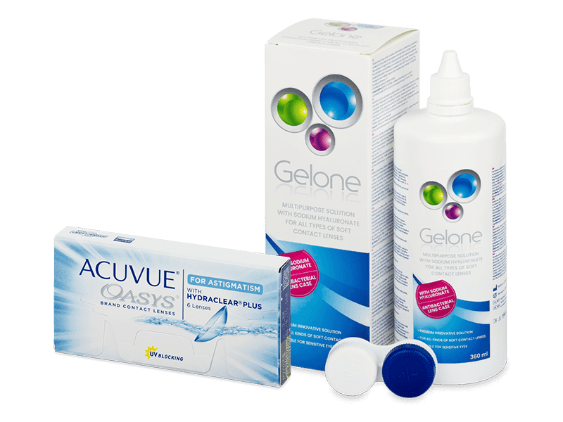 Acuvue Oasys for Astigmatism (6 lentillas) + Líquido Gelone 360 ml - Pack ahorro