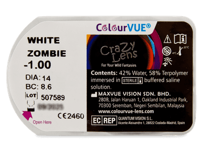 ColourVUE Crazy Lens - White Zombie - Graduadas (2 lentillas) - Previsualización del blister