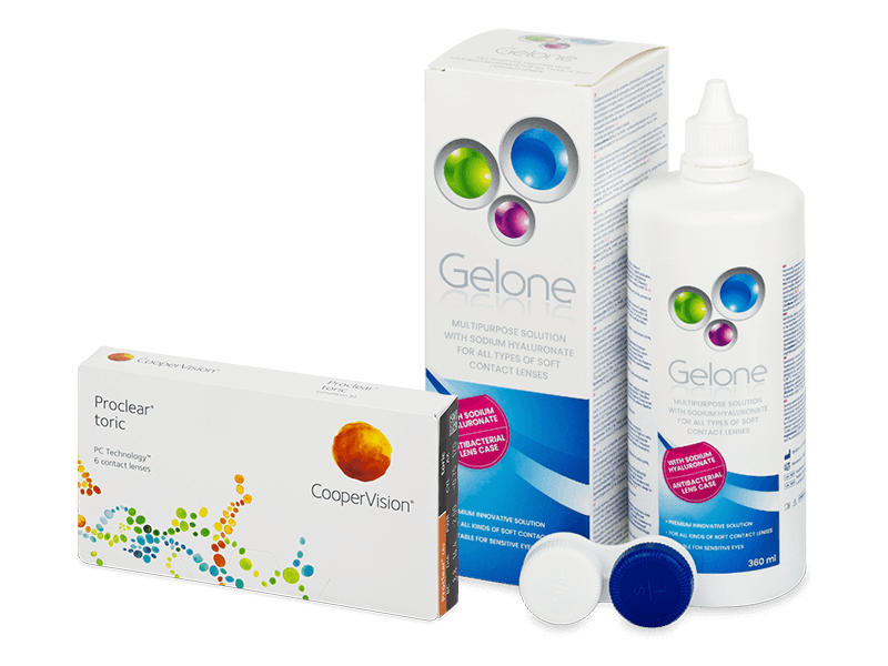Proclear Toric (6 Lentillas) + Líquido Gelone 360 ml - Pack ahorro