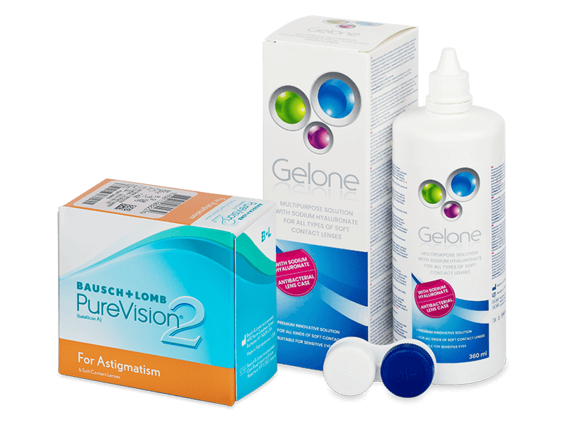 PureVision 2 for Astigmatism (6 lentillas) + Liquido Gelone 360 ml - Pack ahorro
