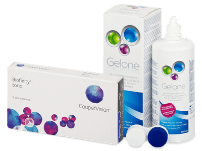 Biofinity Toric (6 lentillas) + Líquido Gelone 360 ml - Pack ahorro