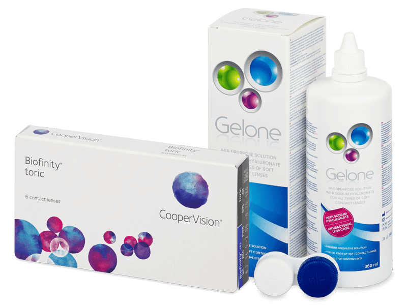 Biofinity Toric (6 lentillas) + Líquido Gelone 360 ml - Pack ahorro