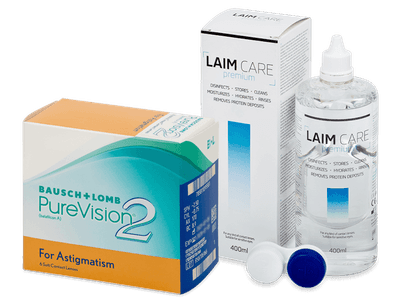PureVision 2 for Astigmatism (6 lentillas) + Líquido Laim Care 400 ml