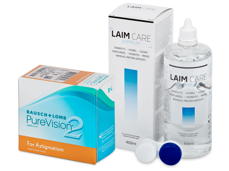 PureVision 2 for Astigmatism (6 lentillas) + Líquido Laim-Care 400 ml - Pack ahorro