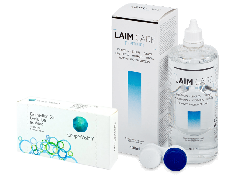 Biomedics 55 Evolution (6 Lentillas) + Líquido Laim-Care 400 ml - Pack ahorro