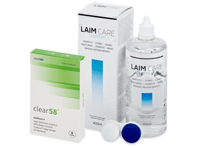 Clear 58 (6 lentillas) + Líquido Laim-Care 400 ml