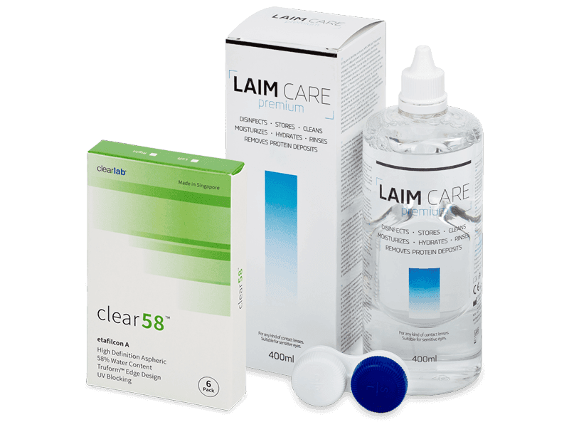 Clear 58 (6 lentillas) + Líquido Laim Care 400 ml - Pack ahorro