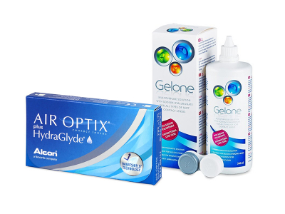 Air Optix plus HydraGlyde (3 lentillas) + Líquido Gelone 360 ml