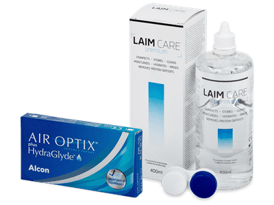 Air Optix plus HydraGlyde (3 lentillas) + Líquido Laim-Care 400 ml