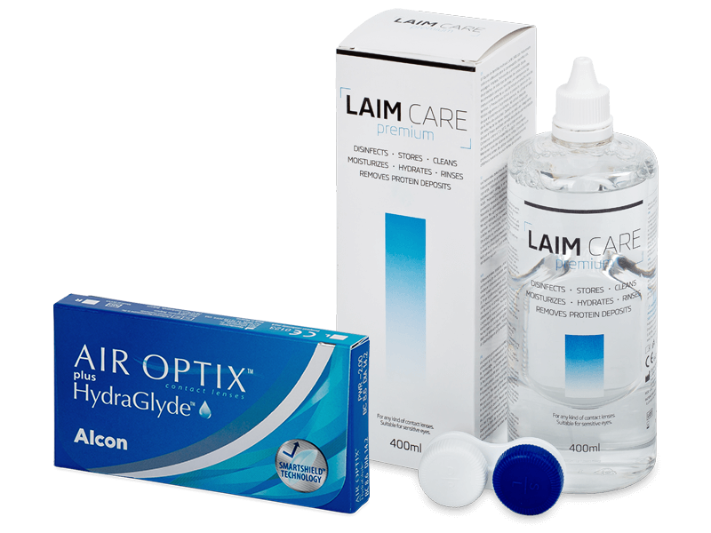 Air Optix plus HydraGlyde (3 lentillas) + Líquido Laim-Care 400 ml - Pack ahorro