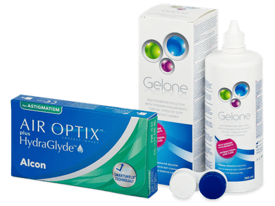 Air Optix plus HydraGlyde for Astigmatism (3 lentillas) + Líquido Gelone 360 ml
