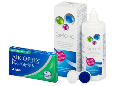 Air Optix plus HydraGlyde for Astigmatism (3 lentillas) + Líquido Gelone 360 ml
