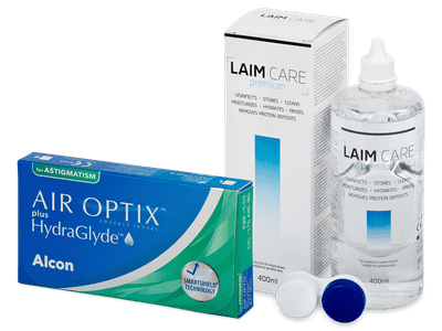 Air Optix plus HydraGlyde for Astigmatism (3 lentillas) + Líquido Laim Care 400 ml