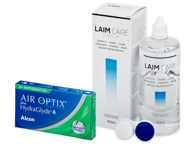 Air Optix plus HydraGlyde for Astigmatism (3 lentillas) + Líquido Laim-Care 400 ml