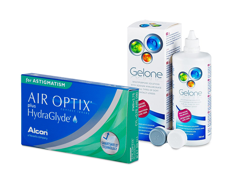 Air Optix plus HydraGlyde for Astigmatism (6 lentillas) + Líquido Gelone 360 ml