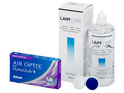 Air Optix plus HydraGlyde Multifocal (3 lentillas) + Líquido Laim-Care 400 ml