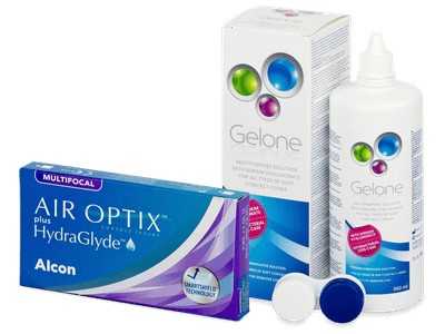 Air Optix plus HydraGlyde Multifocal (6 lentillas) + Líquido Gelone 360 ml