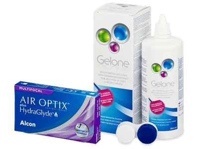 Air Optix plus HydraGlyde Multifocal (6 lentillas) + Líquido Gelone 360 ml