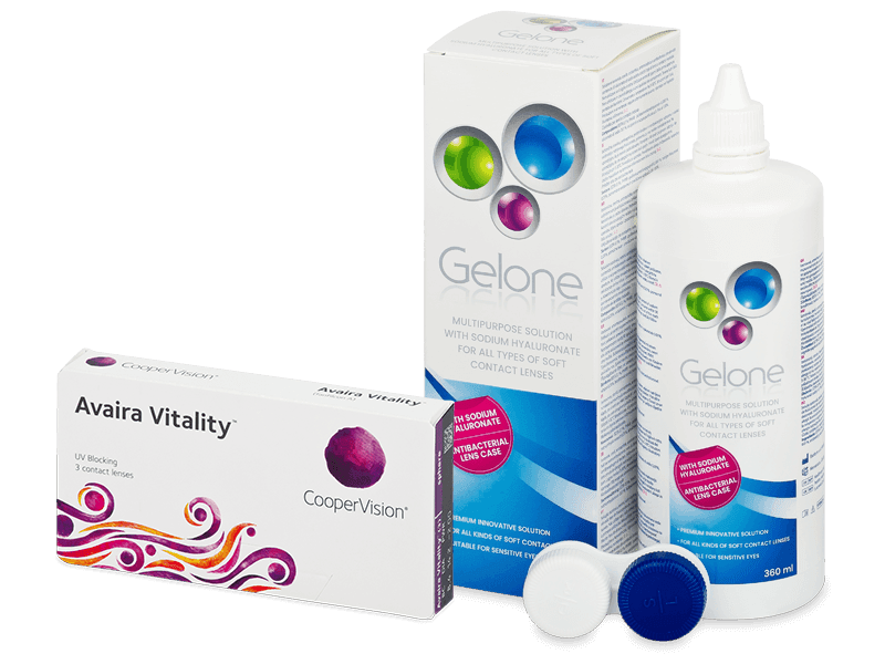 Avaira Vitality (3 lentillas) + Líquido Gelone 360 ml - Pack ahorro