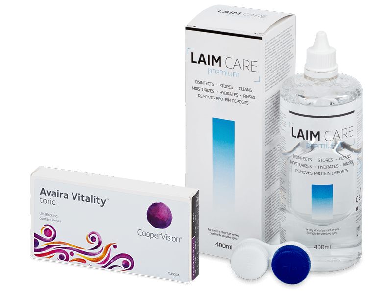 Avaira Vitality Toric (3 lentillas) + Líquido Laim-Care 400 ml - Pack ahorro