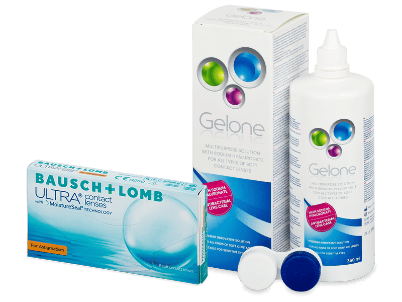Bausch + Lomb ULTRA for Astigmatism (6 lentillas) + Líquido Gelone 360 ml - Pack ahorro