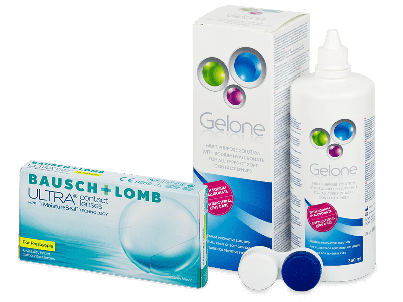 Bausch + Lomb ULTRA for Presbyopia (6 lentillas) + Líquido Gelone 360 ml - Pack ahorro