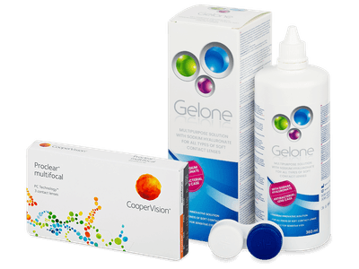 Proclear Multifocal (3 lentillas) + Líquido Gelone 360 ml