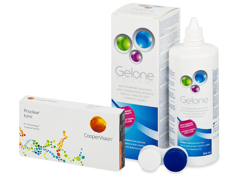 Proclear Toric (3 lentillas) + Líquido Gelone 360 ml - Pack ahorro
