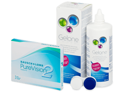 PureVision 2 (3 lentillas) + Líquido Gelone 360 ml - Pack ahorro