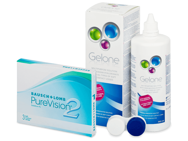 PureVision 2 (3 lentillas) + Líquido Gelone 360 ml - Pack ahorro