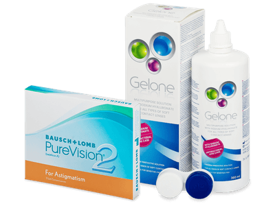 PureVision 2 for Astigmatism (3 lentillas) + Líquido Gelone 360 ml - Pack ahorro