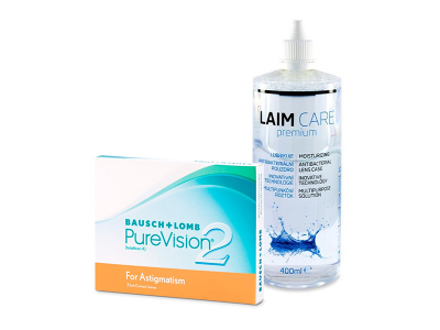 PureVision 2 for Astigmatism (3 lentillas) + Líquido Laim-Care 400 ml