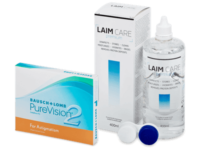 PureVision 2 for Astigmatism (3 lentillas) + Líquido Laim-Care 400 ml