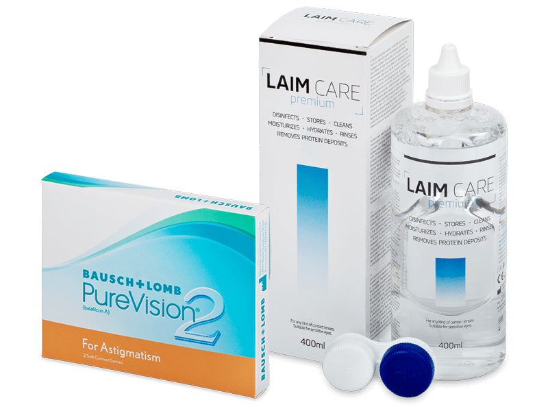 PureVision 2 for Astigmatism (3 lentillas) + Líquido Laim-Care 400 ml - Pack ahorro