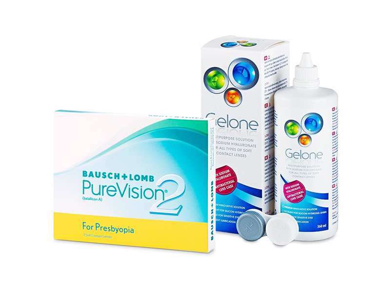 PureVision 2 for Presbyopia (3 lentillas) + Líquido Gelone 360 ml