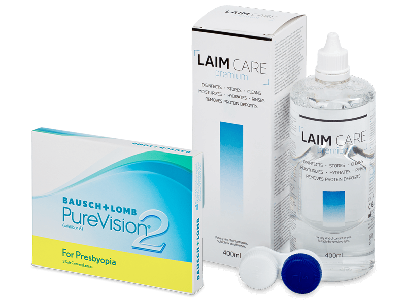 PureVision 2 for Presbyopia (3 lentillas) + Líquido Laim-Care 400 ml - Pack ahorro